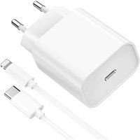 Phonillico® 20W Snellader + Lightning USB-C-kabel voor iPhone 14 / 14 PLUS / 14 PRO / 14 PRO MAX / 13 / 13 MINI / 13 PRO / 13 PRO MAX / 12 / 12 MINI / 12 PRO /12 PRO MAX/11/11 PRO/11 PRO MAX/ X / XS / XS MAX / XR / SE 2022 / SE 2020 / 8 / 8 PLUS