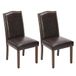 Sweetcripy Eetkamerstoelen, set van 2, hoogwaardige gestoffeerde eetkamerstoel van leer met nagelkop en houten poten, bruin