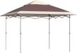 TRUUSK Opvouwbare Pop-Up Tent 3,6 X 3,6 M Tuinpaviljoen Donkerbruin & Khaki Met Rolkoffer Van Oxford-Stof