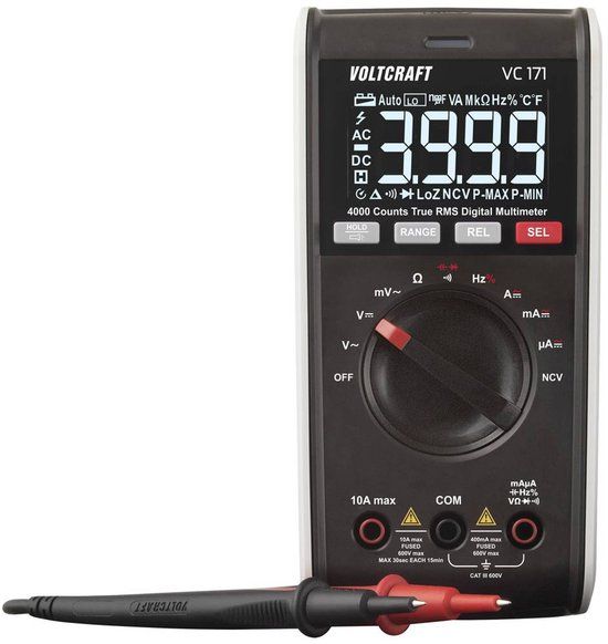 VOLTCRAFT VC171 Multimeter Digitaal CAT III 600 V Weergave (counts): 4000