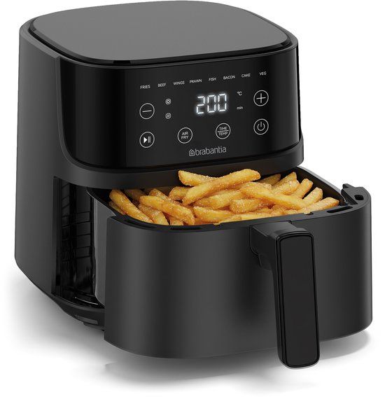 Brabantia Airfryer XL - 4 liter - Digitaal Touchscreen - 8 Kookprogramma's - Tot 4 Personen - PFAS-Vrij - 80ºC tot 200ºC - 1700 Watt - BBEK1134