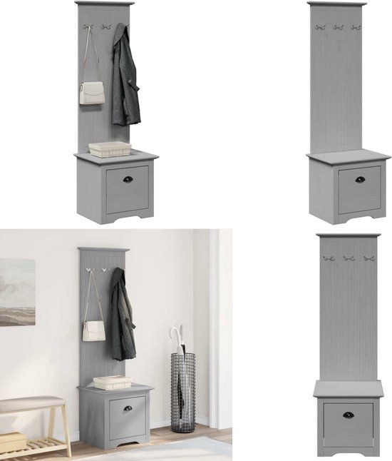 vidaXL Gangkast met haken BODO 50x40x157 cm grijs