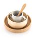 reer Siliconen serviesset, kinderservies, 4-delig, borden, kom, beker en lepel, voedselveilige siliconen, geschikt voor oven, magnetron en vriezer, vaatwasmachinebestendig, beige