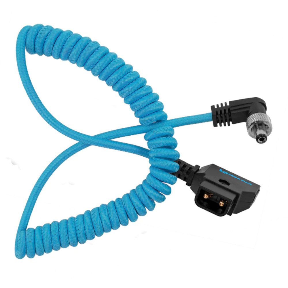 Kondor Blue D-Tap to Locking DC 2.1mm Right Angle Coiled Cable