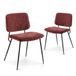 COLAMY Moderne gestoffeerde eetkamerstoelen, set van 2, stoffen eetkamerstoelen, accent-dinerstoel, stijlvolle keukenstoelen met solide metalen poten en gebogen rug, rood