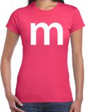 Bellatio Decorations Shoppartners Bv Letter M verkleed - carnaval t-shirt - roze - voor dames - M en M serie - kostuum M