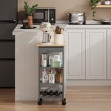 en.casa Bolmanralu Serveerwagen 76x37x37 cm donkergrijs naturel en zwart