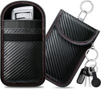 ALIROEN POWER GmbH Housse de blocage de signal RFID - 2 Pièces - Pochette Faraday en fibre de carbone - Protection pour clé de voiture noire