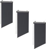 Merkloos Set van 3 rolgordijnen L 125 x H 225 cm voor pergola antracietgrijs