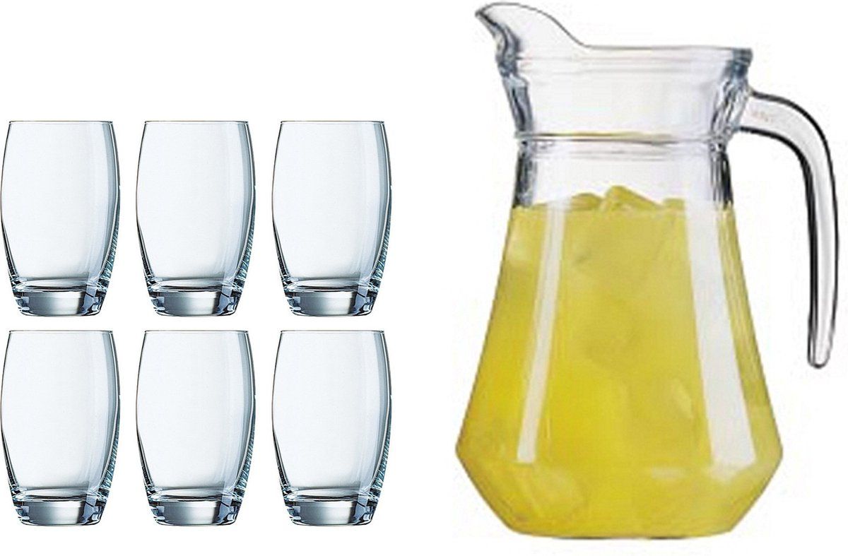 ARCOROC Salto Waterglazen Set 6x 350ml + Schenkkan 1.6L - Transparant Glas