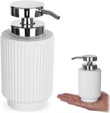 KADAX zeepdispenser 7,5 x 16 cm, vloeibare zeepdispenser met pomp, pompdispenser voor handzeep of afwasmiddel, handzeepdispenser van polyresin en kunststof (wit)