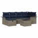 vidaXL - Tuinbank - Set - 7 - st - Poly - rattan - Grijs/ Marineblauw