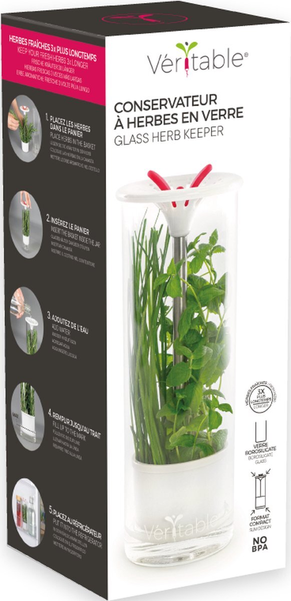 Véritable Véritable® Glass Herb Keeper - Glazen bewaarcontainer voor kruiden