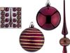 Krist+ kerstballen 6 cm - met piek - 19-delig - wijn/bordeaux rood - kunststof