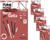 Clairefontaine Paint ON Multi-Techniek Pad - Tekenpapier - Terracotta - A5 - 250 g - 4 pack