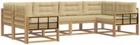 vidaXL Buiten bankenset 6-delig Wit en Beige