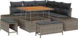 vidaXL Banc de jardin 8 pièces gris polyrattan