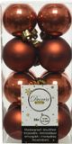 Decoris kleine kerstballen - 16x st - terra bruin - 4 cm - kunststof