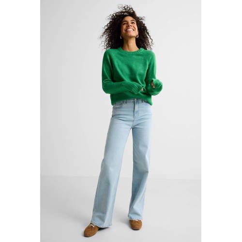 Anytime Bleached Blue High Waist Wide Leg Jeans