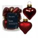 Decoris Kaemingk B.V. 12x Glazen Kerstballen Hartjes - Bordeaux Rood - Mat & Glanzend