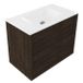 Saniclass Holz Frame Badkamermeubelset - 80x45x61.5cm - Flow solid surface wastafel wit - 1 wasbak - zonder kraangat - 2 lades - mat eiken charcoal (hout) SW1578589/SW1224148
