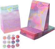 12 sacs cadeaux arc-en-ciel avec 18 autocollants