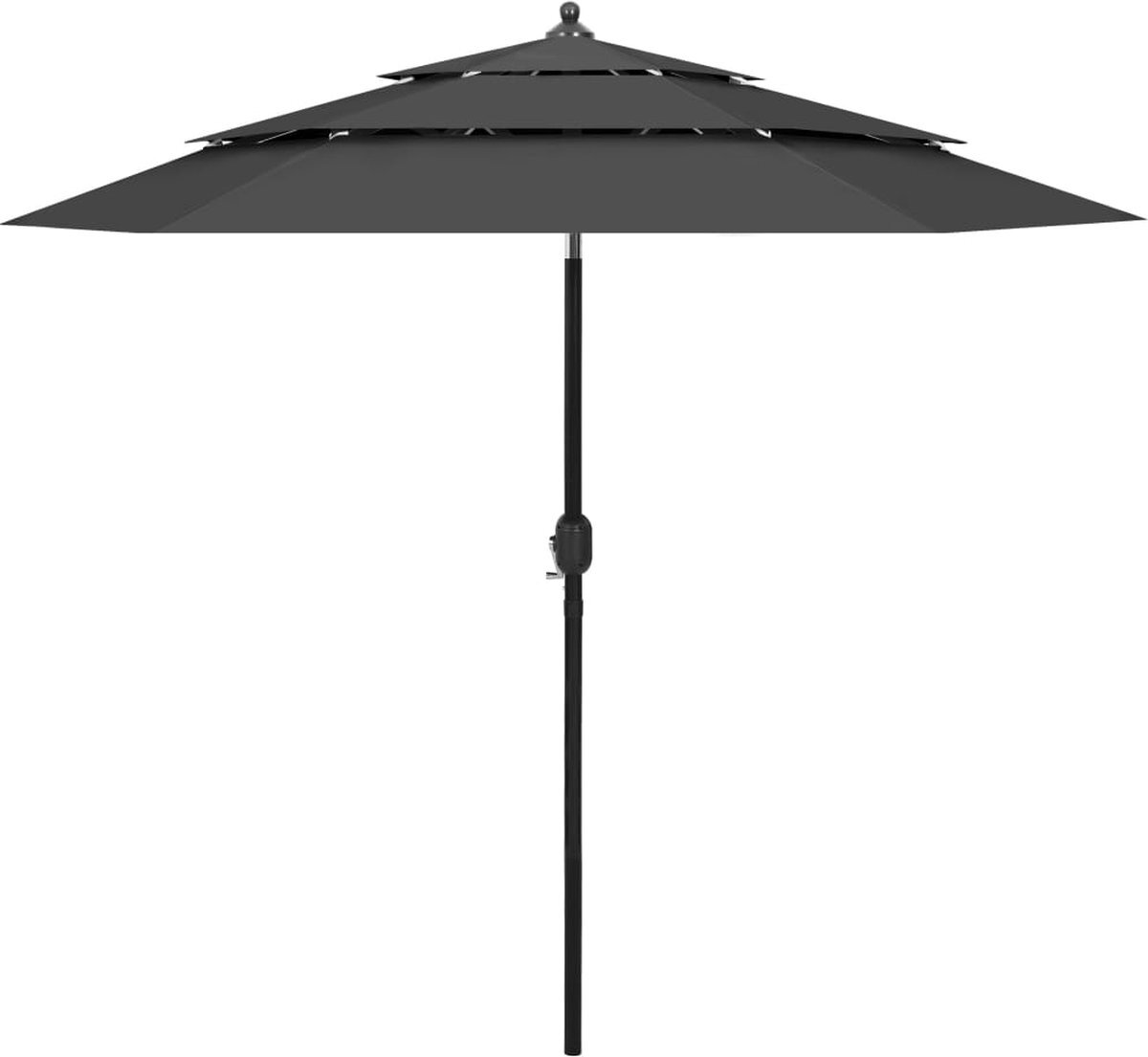 vidaXL Parasol 3-laags met aluminium paal 2,5 m antracietkleurig