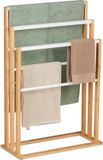 Relaxdays Handdoekenrek Bamboe 6 Stangen Vrijstaand 82x55x24 cm Natuur/Wit