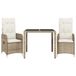 VidaXL Bistroset van 3 delen met kussens, polyrotan, beige