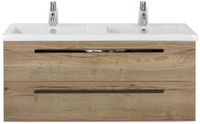 BES LED Seville Badmeubelset 120 cm - 2 Laden Natuur Eiken - Wastafel Djazz Dubbel