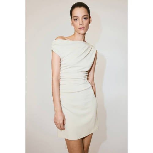 Mango off shoulder korte jurk - beige