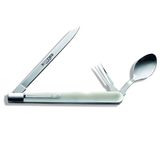 F. DICK Degustations-set (bestekset 3-delig, lepel, mes, vork, inklapbaar, voor vissen, wandelen, picknick, camping, ook voor professionele koks, kunststof handvat in parelmoer-look) 8201110