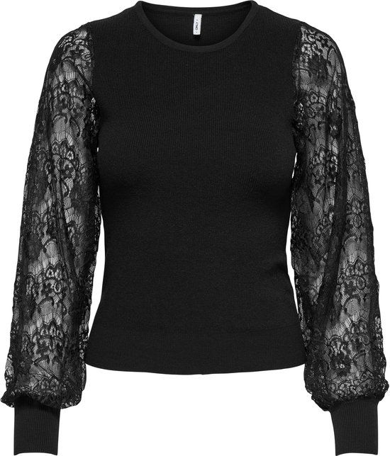 ONLY - ONLPERRY LIFE LS MIX O-NECK KNT - Zwart - Dames Trui - Maat M