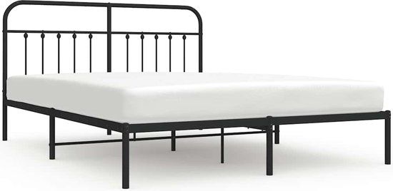 vidaXL Bedframe met hoofdbord metaal zwart 183x213 cm