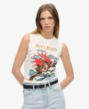 Superdry Débardeur Tattoo Rhinestone Femme Hiver Blanc