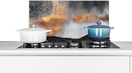 KitchenYeah Keuken Spatscherm Goud Abstract 60x30cm Aluminium