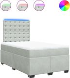 vidaXL Boxspring met matras - Fluweel - Lichtgrijs - 120x190 cm