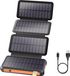Panneau solaire powerbank - Powerbank sans fil - 26800 mAh - Panneau solaire - Chargement sans fil - 4 ports USB - 4 câbles intégrés - Batterie au lithium - Blanc
