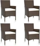 vidaXL Fauteuils de jardin avec coussins 4 pcs brun poly rotin