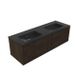 Saniclass Holz Frame Badkamermeubelset - 140x45x42cm - Vygo keramische wastafel zwart - 2 wasbakken - zonder kraangaten - 2 lades - mat eiken charcoal (hout) SW1420776/SW773934