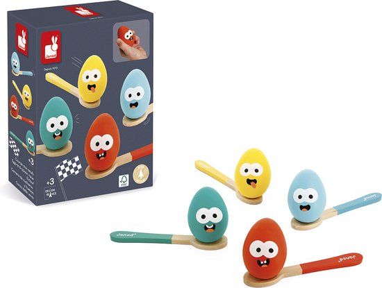 Janod Verjaardagsspel - Eieren Race - Behendigheidsspel voor Kinderen vanaf 3 Jaar