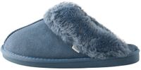 Next - Dames - Met imitatiebont gevoerde suède pantoffelmuiltjes - Blauw