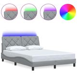VidaXL Bedframe met LED, zonder matras, stof, lichtgrijs, 140x200 cm