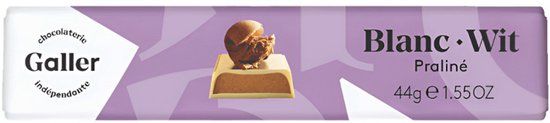Galler Chocoladereep White Praliné, 44 g