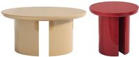 Vente-unique Set van 2 salontafels in MDF - Beige en rood gelakt - DERLALI