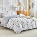 TRANKIELO® Housse de couette 240x220 cm avec 2 taies d'oreiller 65x65 cm – Polyester respirant – Blanc/Gris – Motif moderne de branches