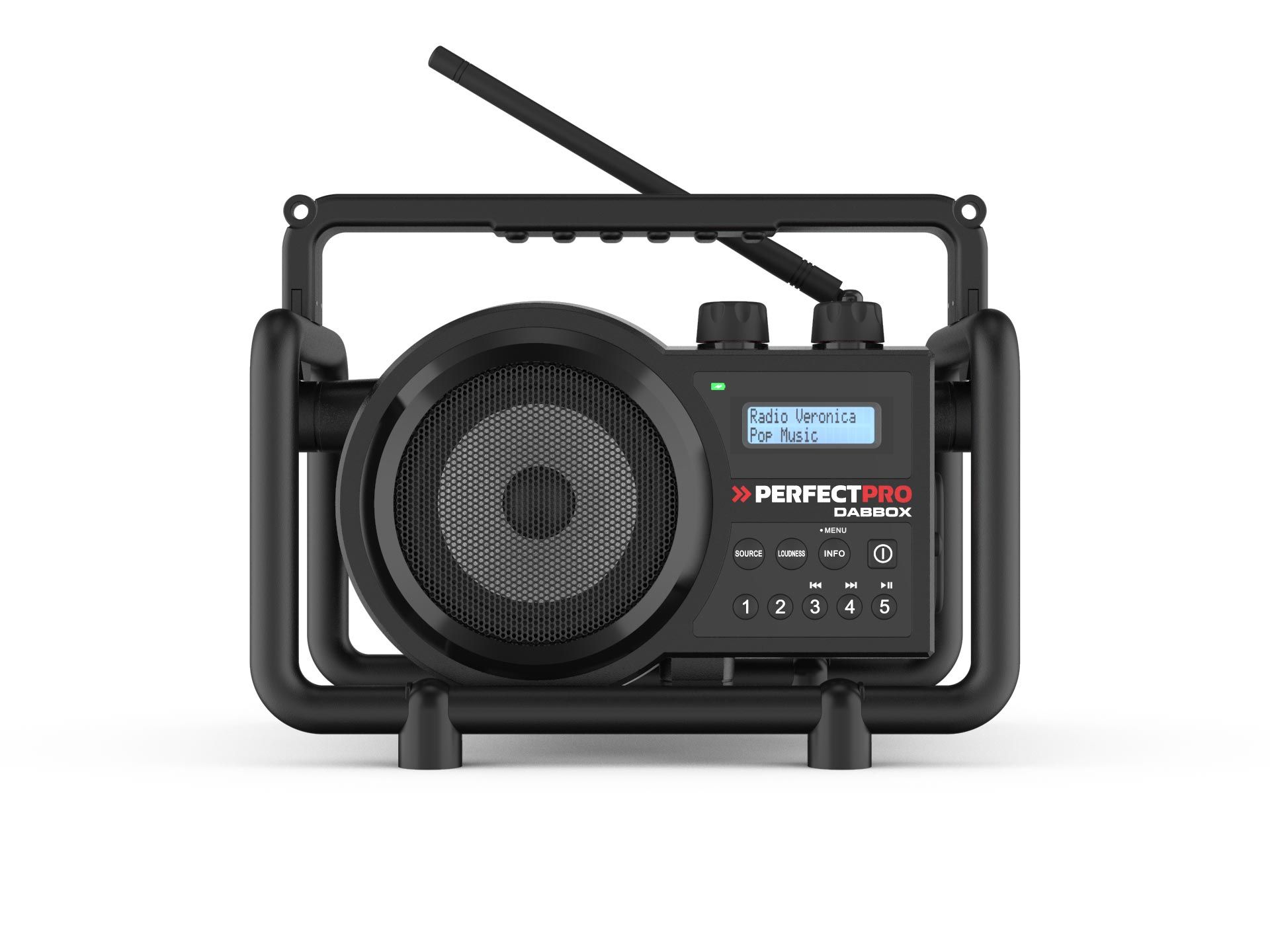 Perfectpro DABBOX Draagbare DAB+ Radio - Zwart - Bluetooth - AUX - IP54