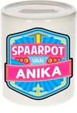 Bellatio Decorations Kinder spaarpot met naam - Anika - keramiek - met dop - wit