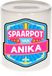 Bellatio Decorations Kinder spaarpot met naam - Anika - keramiek - met dop - wit