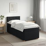 vidaXL Boxspringbed met matras, hoofdeinde, zwart, 90 x 200 cm, stof